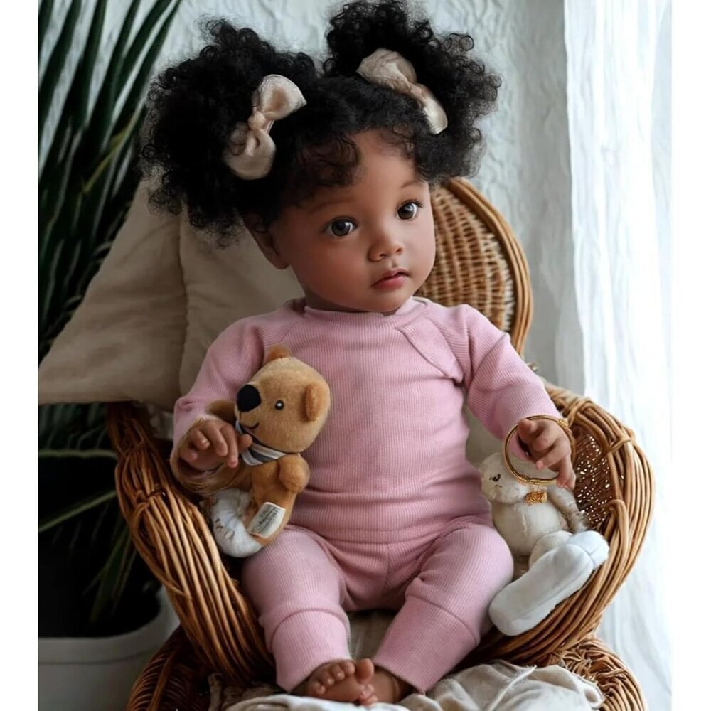 🆕20inch Soft Cloth Body Newborn Baby Doll Poseable Limbs Daisy Black Girl
